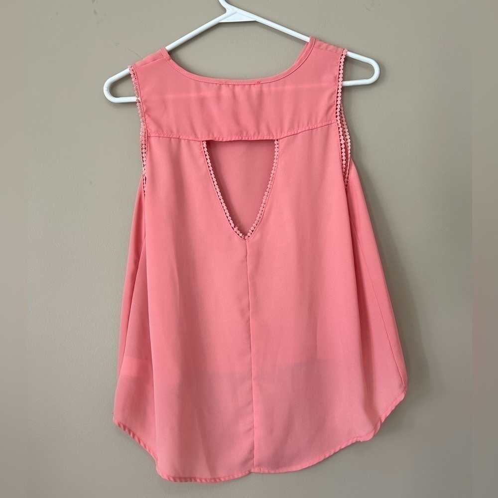 Elodie Bubble Gum Pink Racer Back Tank Top Embroidered sleeves size Small - Picture 5 of 6